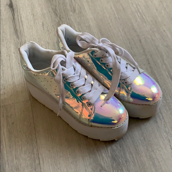 iridescent platform sneakers